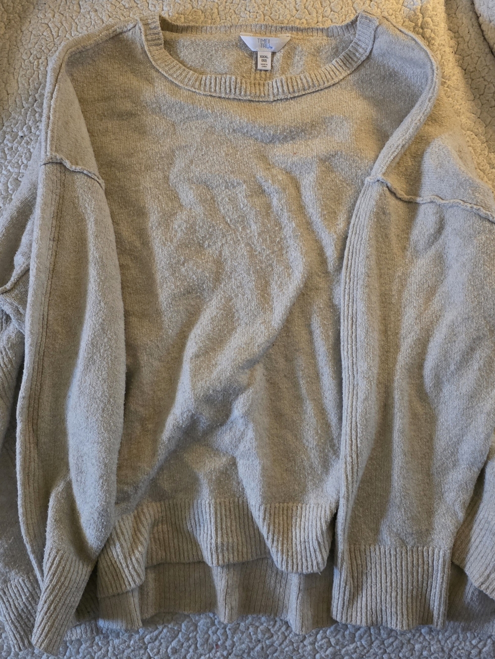 Time and Tru Light Gray Crewneck Sweater